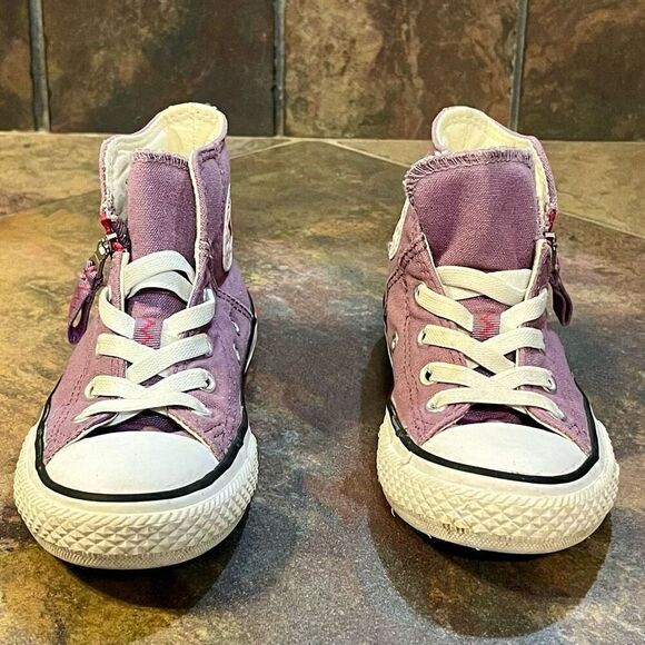 All Star Converse Girl’s Purple Chuck Taylor Zip High Tops 12.5 - Picture 3 of 13